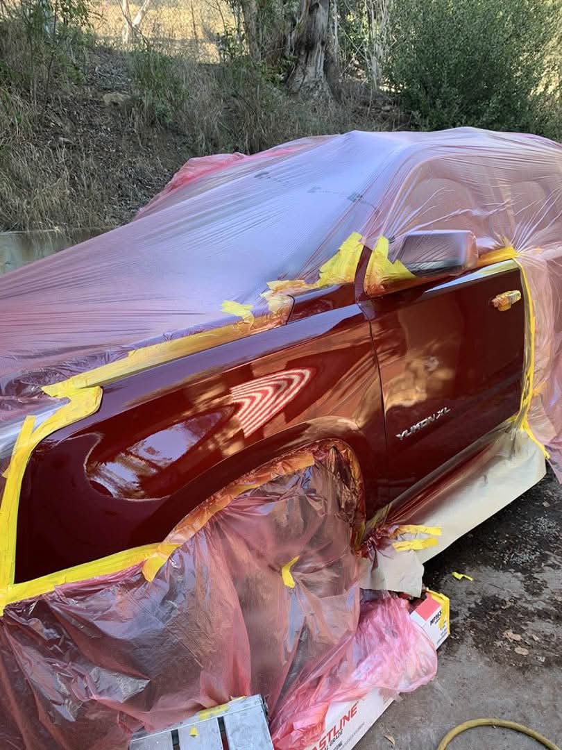 GMC Yukon XL prepped for full panel respray